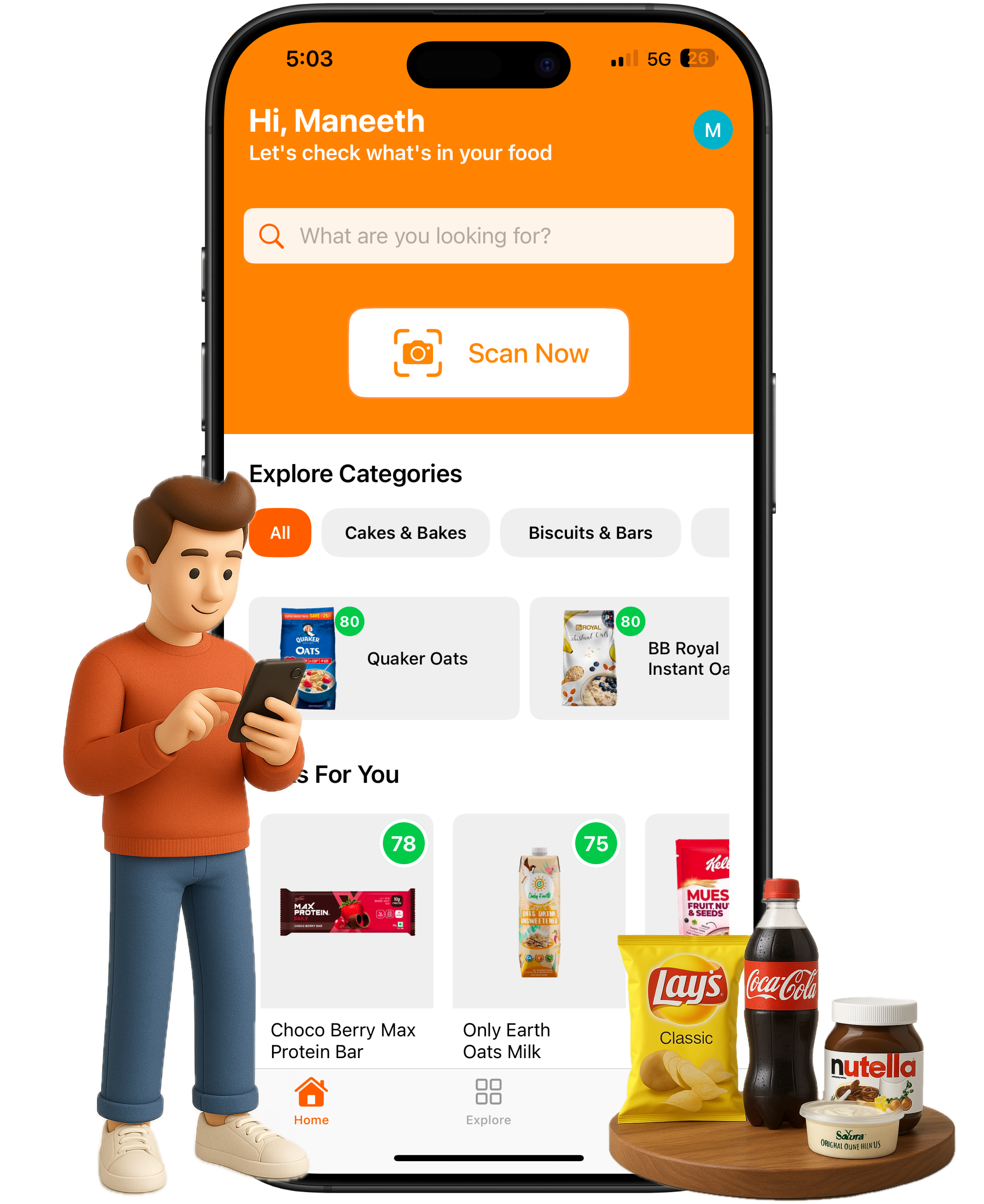 What2Eat app interface preview showing nutrition analysis features